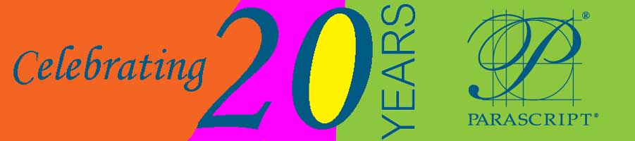 colorful banner that reads 20 years of Parascript