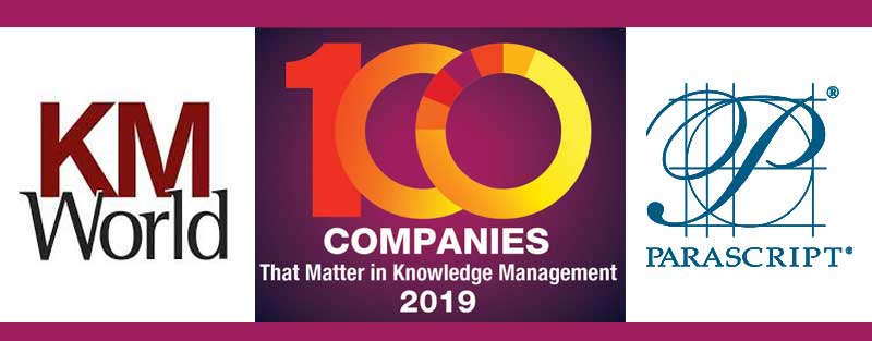 KMWorld Honors Parascript Knowledge Management Solutions in 2019