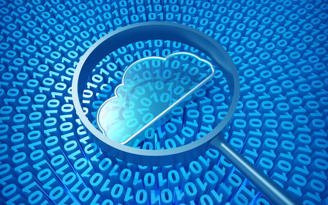 graphic of a magnifying glass looking at a cloud icon