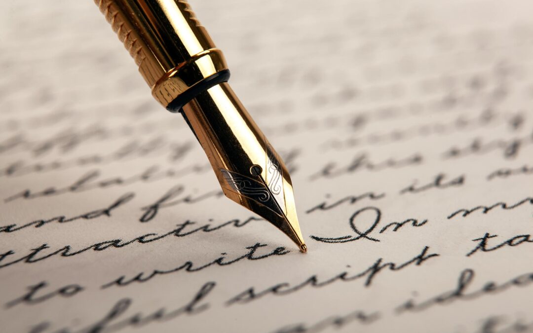 Close up of fountain pen with handwritting